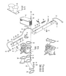 化油器 SOLEX 40 P II-4/WEBER / 和燃油供应管路 (型号：CARRERA、1600 GS/GT) 356, 356A 1950-1959