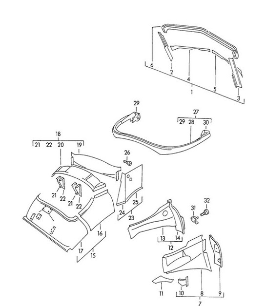 Diagram 801-030 Porsche Macan (95B) MK1 (2014-2018)  车身