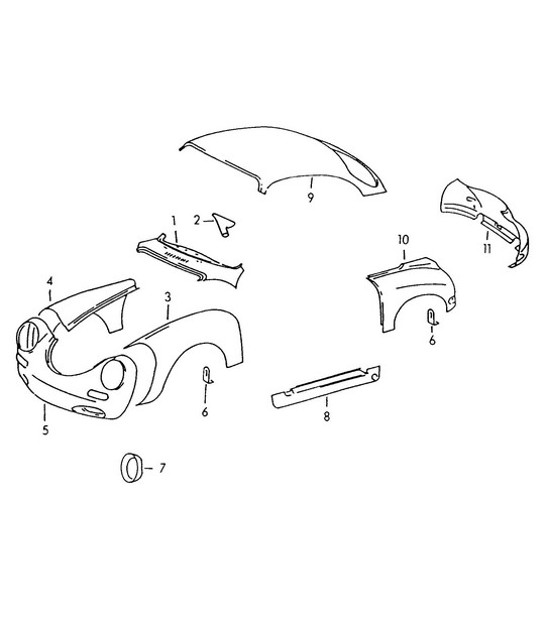 Diagram 802-000 Porsche 997 MK1 GT3 / GT3 RS 2007-09 Body