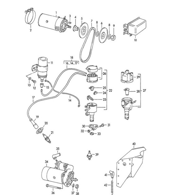 Diagram 901-000 Porsche Boxster 986 2.5L 1997-99 Materiale elettrico