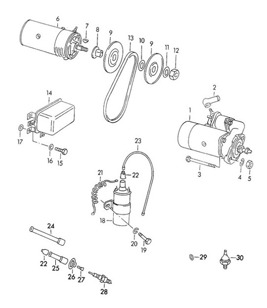 Diagram 901-010 Porsche 991 (911) MK1 2012-2016 Materiale elettrico