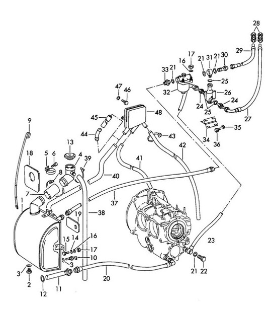 Diagram 104-015 Porsche Boxster 986 2.5L 1997-99 Motore