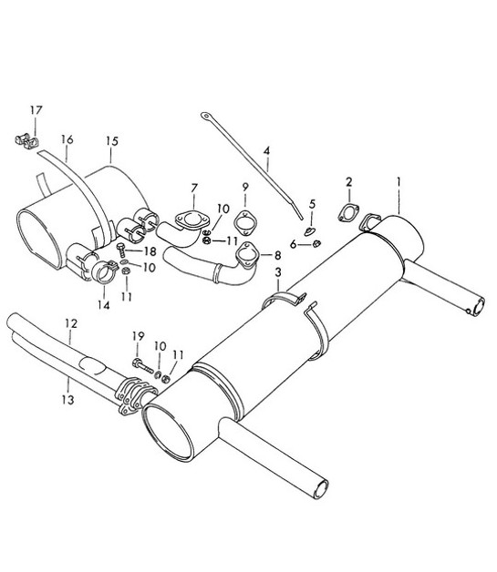 Diagram 202-006 Porsche 356 1950-55 燃油系统、排气系统