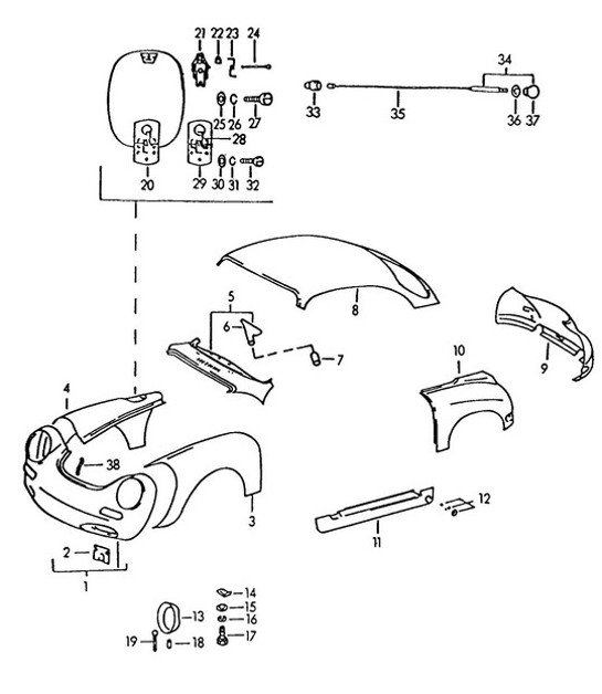 Diagram 802-000 Porsche Macan (95B) MK1 (2014-2018)  车身
