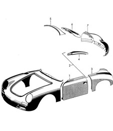 Pannelli esterni / Parafanghi / Posteriori (Modello: ROADSTER CABRIO HARDTOP CARRERA 2000 GT/GS) 356B / 356C 1960-1965