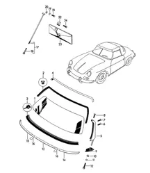 车窗玻璃（型号：ROADSTER）356B / 356C 1960-1965