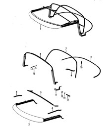 Convertible top frame (Model: ROADSTER) 356B / 356C 1960-65