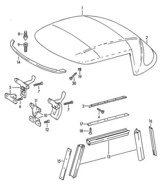 Diagram 811-030 Porsche Macan (95B) MK1 (2014-2018) Carrocería