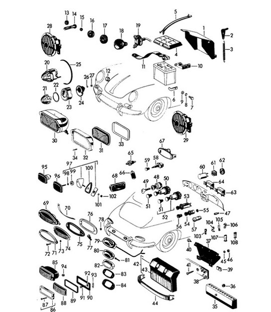 Diagram 905-005 Porsche 356 (1950-1965) 电子设备