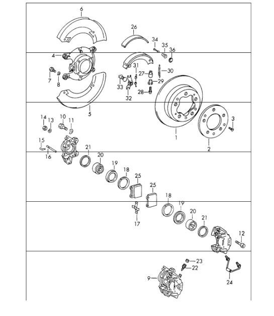 Diagram 603-00 Porsche Macan (95B) MK1 (2014-2018) Roues, Freins