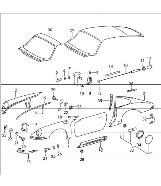 Diagram 801-30 Porsche 997 MK1 Carrera 2 3.6L 2005-08 Body
