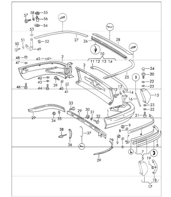 Diagram 802-15 Porsche Macan (95B) MK1 (2014-2018) Carrocería