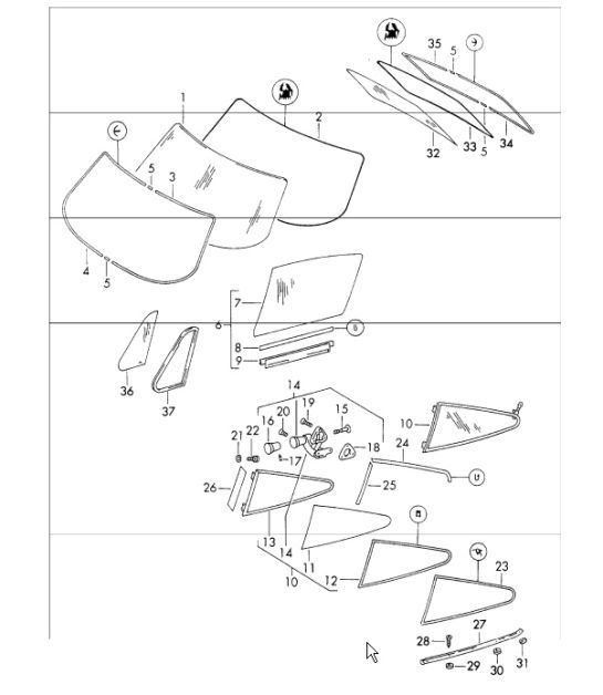 Diagram 805-05 Porsche 968 (1992-1995) Carrocería