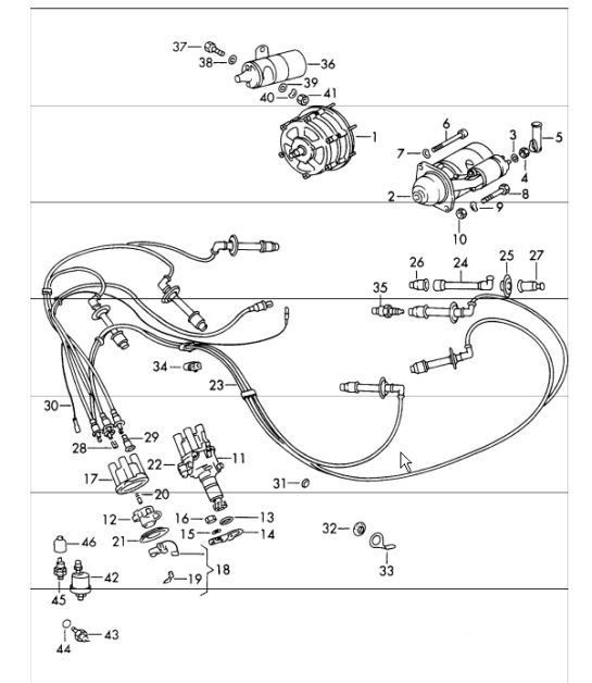 Diagram 901-00 Porsche 964 (911) (1989-1994) Equipo eléctrico