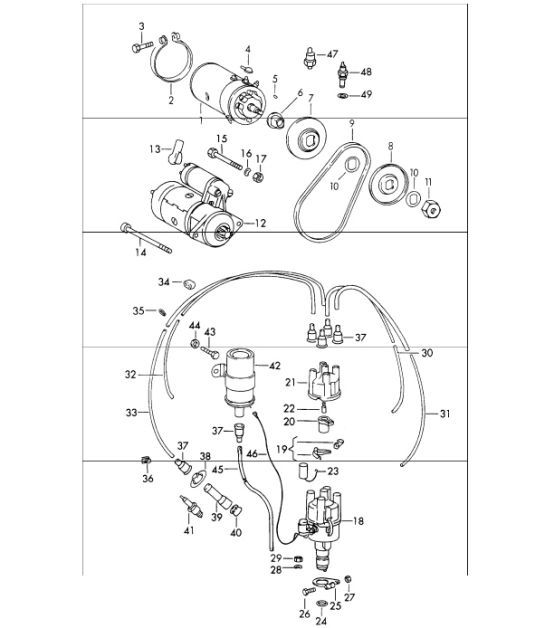 Diagram 901-05 Porsche Boxster 986/987/981 (1997-2016) Electrical equipment