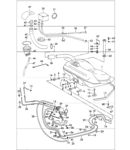 Diagram 201-05 Porsche 991 (911) MK2 2016-2018 Sistema di alimentazione, sistema di scarico