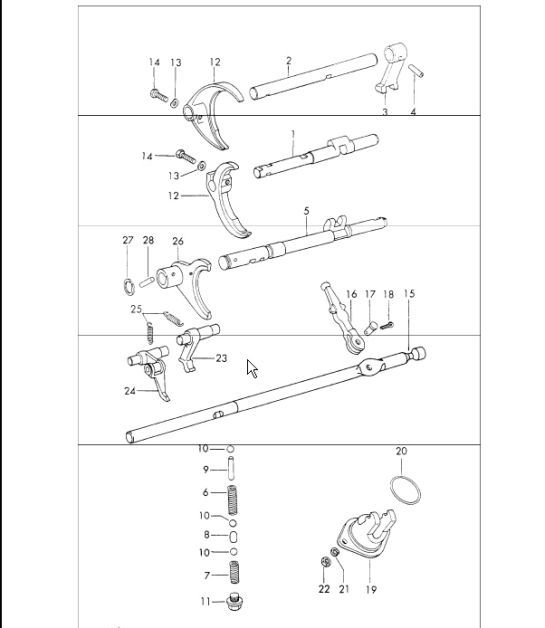 Diagram 309-00 Porsche Cayman 718 2.0L Manual (300 Bhp) Trasmissione