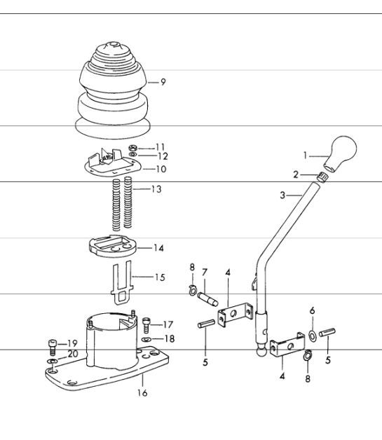 Diagram 701-05 Porsche Cayman 987C / 981C (2005-2016) Handhebelsystem, Pedalgruppe 
