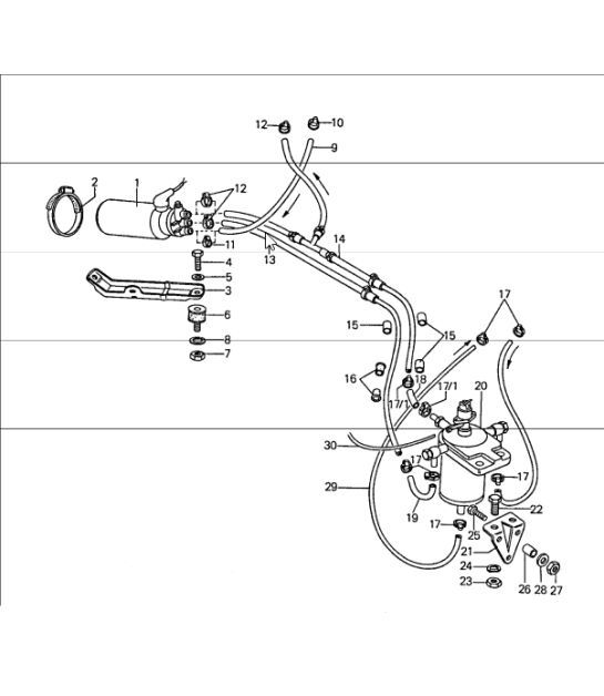 Diagram 201-20 Porsche 996 (911) (1997-2005) Fuel System, Exhaust System