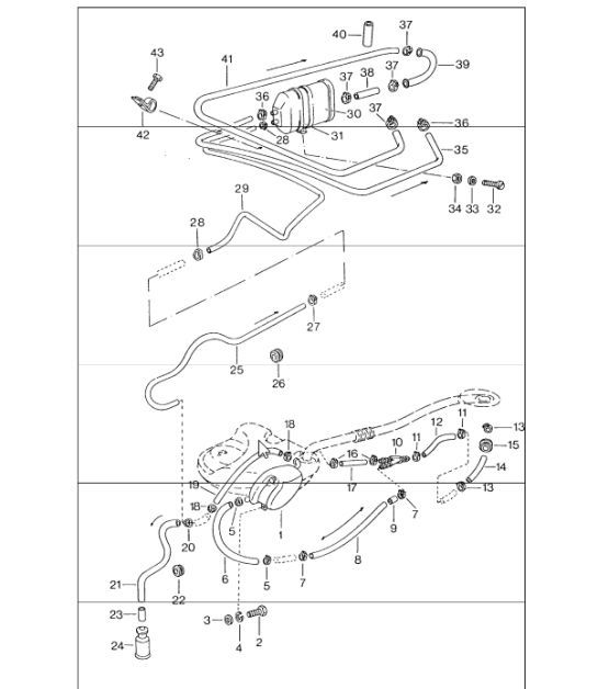 Diagram 201-30 Porsche Macan (95B) MK1 (2014-2018) Système de carburant, système d'échappement