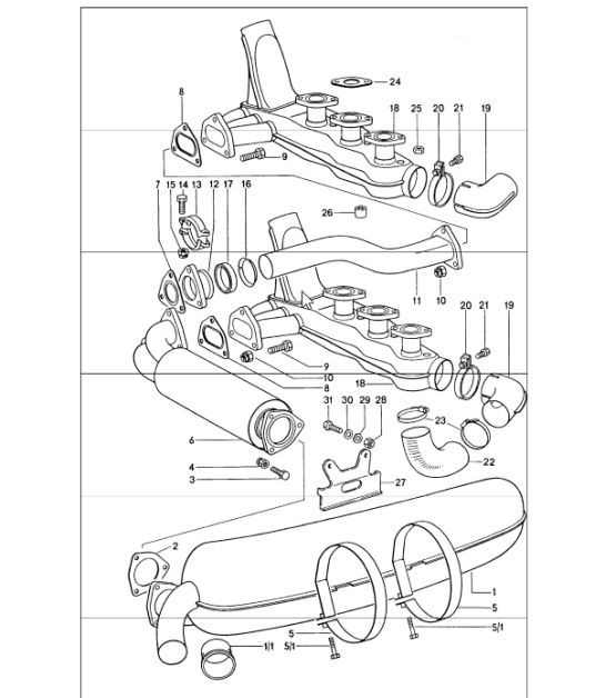 Diagram 202-10 Porsche 991 GT3 3.8L (475 PS) Kraftstoffsystem, Abgassystem