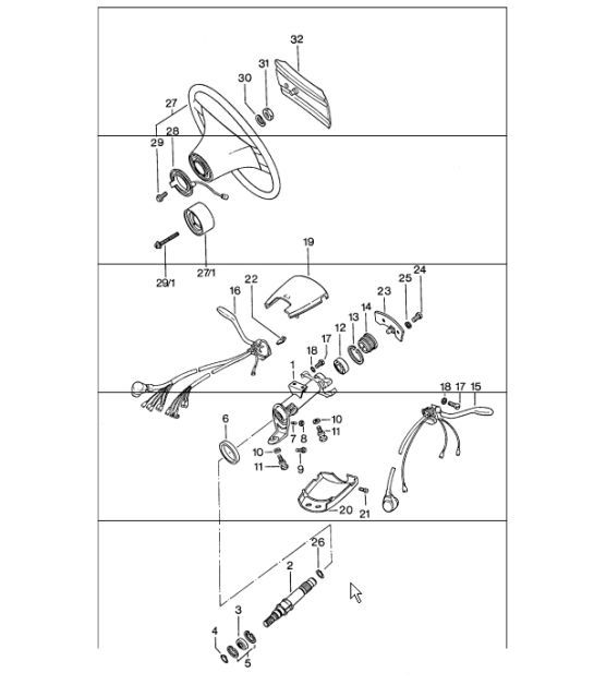 Diagram 403-05 Porsche Macan (95B) MK1 (2014-2018) Assale anteriore, sterzo 