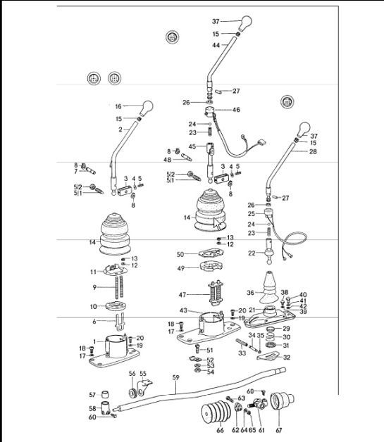 Diagram 701-00 Porsche 996 (911) (1997-2005) Hand Lever System, Pedal Cluster 