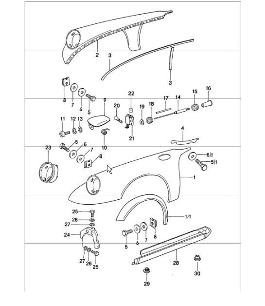 Diagram 801-30 Porsche Macan (95B) MK1 (2014-2018) Carrozzeria