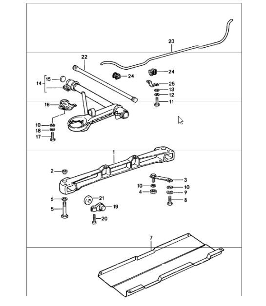 Diagram 401-00 Porsche Macan (95B) MK1 (2014-2018) Eje delantero, dirección 
