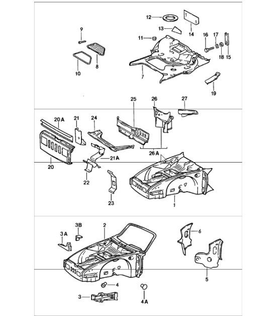 Diagram 801-05 Porsche 997 MK1 Carrera 4 3.6L 2005-08 Carrosserie