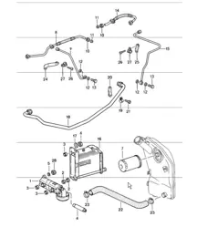 Engine lubrication oil pump lines 911 1984-86