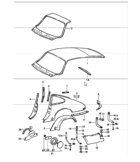 Diagram 801-35 Porsche 997 MK1 Carrera 2 3.6L 2005-08 Carrosserie
