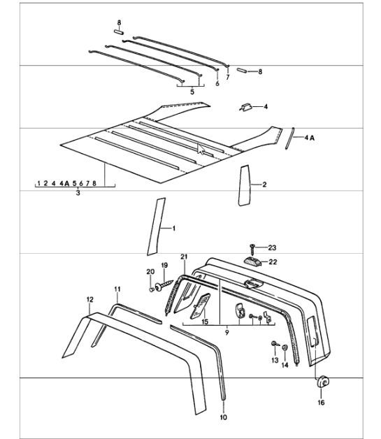 Diagram 807-06 Porsche Macan (95B) MK1 (2014-2018) Karosserie