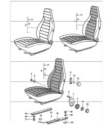 sièges avant voitures complètes 911 JUSQU'À 1984