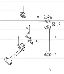 fanfare, zender, brandstofniveau-indicator, achteruitrijlichtschakelaar 911 1984-86