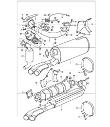 exhaust system 911 TURBO 930.66/68 1987-89