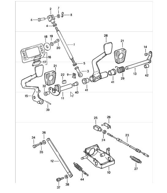 Diagram 702-00 Porsche Boxster 718 2.0L PDK (300 Bhp) Sistema a leva manuale, gruppo pedali 