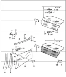 equipamiento interior trasero 911 1987-89 COUPE / TARGA