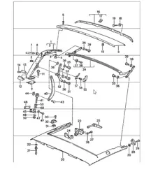 arco superior plegable principal, marco de techo, piezas sueltas 911 CABRIO 1987-89