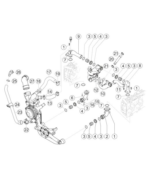 Diagram 1.1-17 Porsche 970.1 Panamera Turbo S V8 4.8L 2009-13 Motore