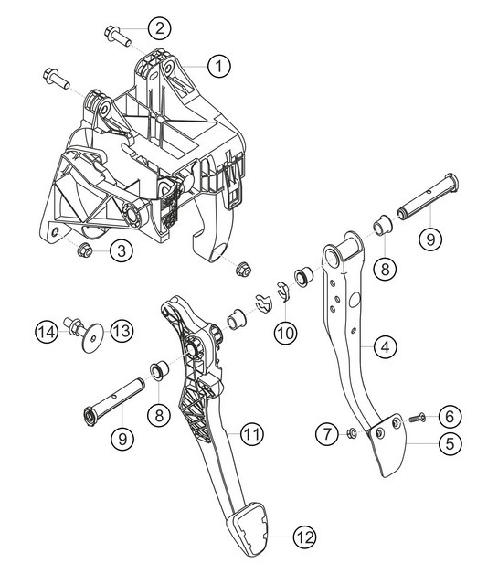Diagram 7.7-01 Porsche 991 (911) MK1 2012-2016 Hendelsysteem, pedaalcluster 