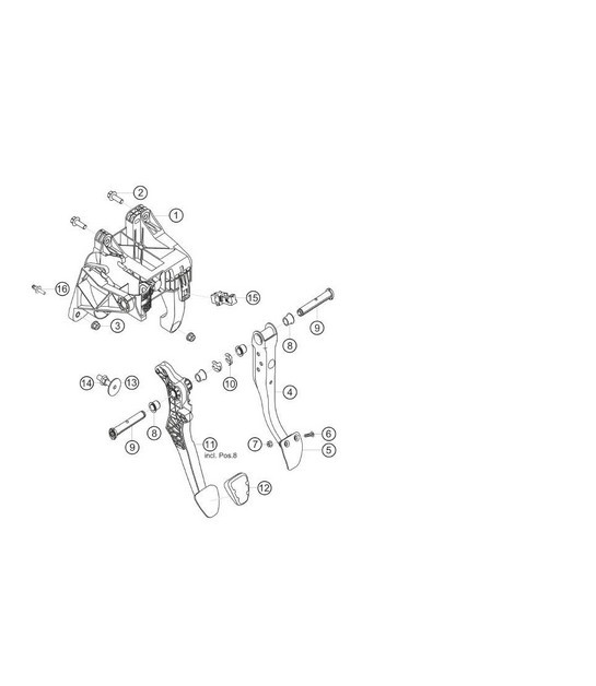 Diagram 7.7-01 Porsche Boxster 718 (982) 2017>> Hand Lever System, Pedal Cluster 