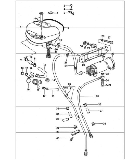 Diagram 201-00 Porsche 997 MK1 GT3 2007-09 Sistema de combustible, sistema de escape