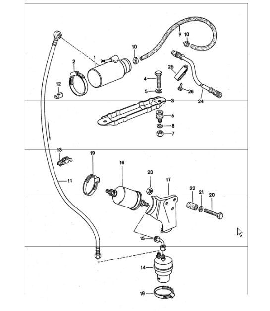 Diagram 201-15 Porsche Macan (95B) MK1 (2014-2018) Kraftstoffsystem, Abgassystem