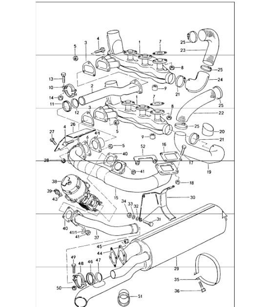 Diagram 202-00 Porsche Macan (95B) MK1 (2014-2018) Sistema di alimentazione, sistema di scarico