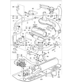 exhaust system 911 TURBO 1975-77 (J) (USA)