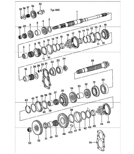 Diagram 303-05 Porsche Cayman 718 2.0L Manual (300 Bhp) Trasmissione