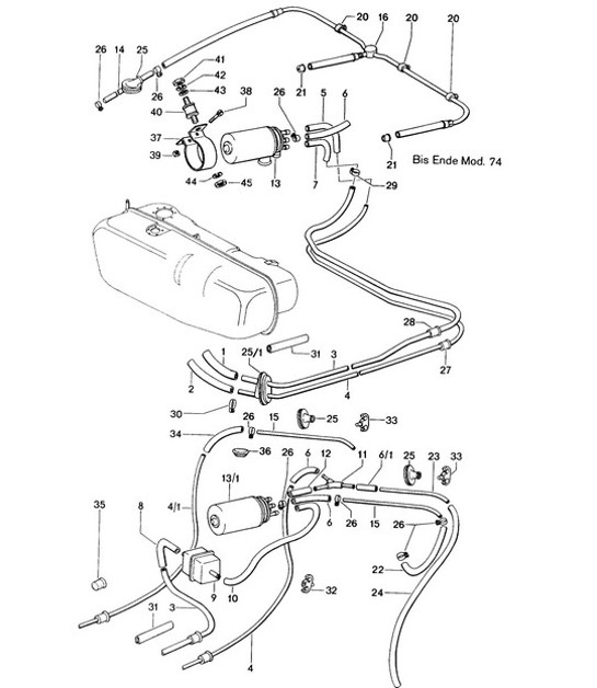 Diagram 201-010 Porsche 911 1978-1983 3.0L / SC Fuel System, Exhaust System