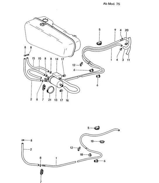 Diagram 201-015 Porsche Macan (95B) MK1 (2014-2018) Fuel System, Exhaust System