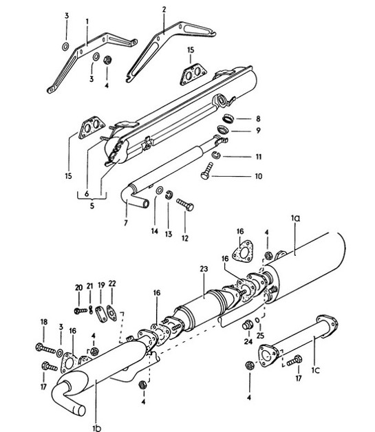 Diagram 202-005 Porsche 996 GT2 2001-05 Kraftstoffsystem, Abgassystem